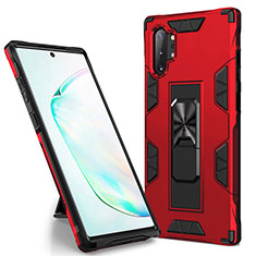 Silicone Matte Finish and Plastic Back Cover Case with Magnetic Stand MQ1 for Samsung Galaxy Note 10 Plus 5G Red