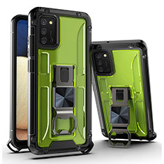 Silicone Matte Finish and Plastic Back Cover Case with Magnetic Stand Q01W for Samsung Galaxy A02s Green