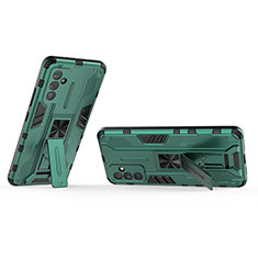 Silicone Matte Finish and Plastic Back Cover Case with Magnetic Stand T02 for Samsung Galaxy A82 5G Green