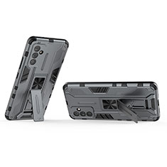 Silicone Matte Finish and Plastic Back Cover Case with Magnetic Stand T02 for Samsung Galaxy Quantum2 5G Gray