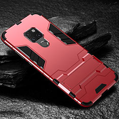 Silicone Matte Finish and Plastic Back Cover Case with Stand A01 for Huawei Mate 20 Red