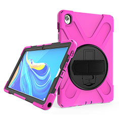 Silicone Matte Finish and Plastic Back Cover Case with Stand A01 for Huawei MatePad 10.8 Hot Pink