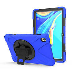 Silicone Matte Finish and Plastic Back Cover Case with Stand A01 for Huawei MediaPad M6 10.8 Blue