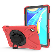 Silicone Matte Finish and Plastic Back Cover Case with Stand A01 for Huawei MediaPad M6 10.8 Red