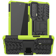 Silicone Matte Finish and Plastic Back Cover Case with Stand A01 for Motorola Moto Edge 20 5G Green