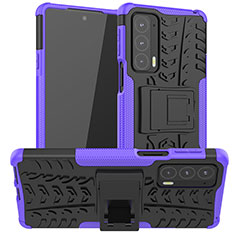 Silicone Matte Finish and Plastic Back Cover Case with Stand A01 for Motorola Moto Edge 20 5G Purple