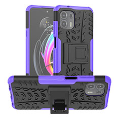 Silicone Matte Finish and Plastic Back Cover Case with Stand A01 for Motorola Moto Edge 20 Lite 5G Purple