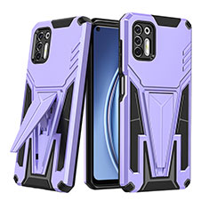 Silicone Matte Finish and Plastic Back Cover Case with Stand A01 for Motorola Moto G Stylus (2021) Purple