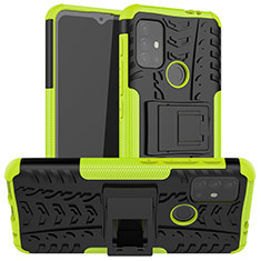 Silicone Matte Finish and Plastic Back Cover Case with Stand A01 for Motorola Moto G10 Power Green