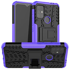 Silicone Matte Finish and Plastic Back Cover Case with Stand A01 for Motorola Moto G10 Power Purple