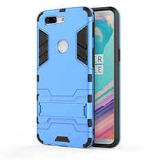 Silicone Matte Finish and Plastic Back Cover Case with Stand A01 for OnePlus 5T A5010 Sky Blue