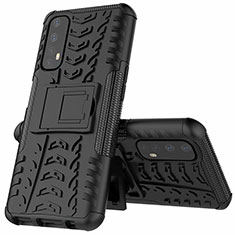 Silicone Matte Finish and Plastic Back Cover Case with Stand A01 for Realme Narzo 20 Pro Black