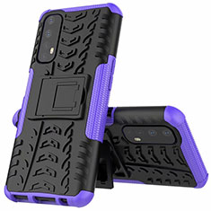 Silicone Matte Finish and Plastic Back Cover Case with Stand A01 for Realme Narzo 20 Pro Purple