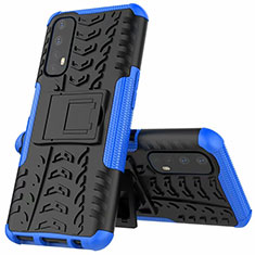 Silicone Matte Finish and Plastic Back Cover Case with Stand A01 for Realme Narzo 30 4G Blue