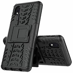 Silicone Matte Finish and Plastic Back Cover Case with Stand A01 for Samsung Galaxy M01 Core Black