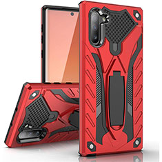 Silicone Matte Finish and Plastic Back Cover Case with Stand A01 for Samsung Galaxy Note 10 5G Red