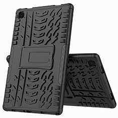 Silicone Matte Finish and Plastic Back Cover Case with Stand A01 for Samsung Galaxy Tab A7 4G 10.4 SM-T505 Black
