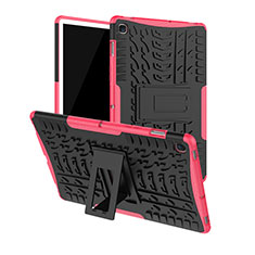 Silicone Matte Finish and Plastic Back Cover Case with Stand A01 for Samsung Galaxy Tab S5e 4G 10.5 SM-T725 Hot Pink