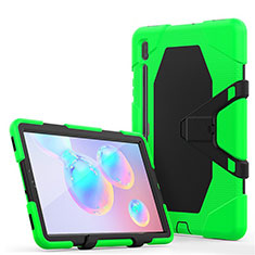 Silicone Matte Finish and Plastic Back Cover Case with Stand A01 for Samsung Galaxy Tab S6 10.5 SM-T860 Green