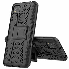 Silicone Matte Finish and Plastic Back Cover Case with Stand A01 for Xiaomi Redmi 10A 4G Black