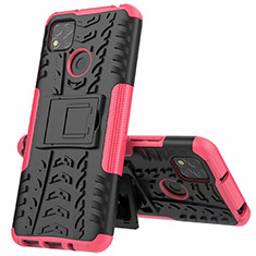Silicone Matte Finish and Plastic Back Cover Case with Stand A01 for Xiaomi Redmi 10A 4G Pink