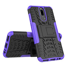 Silicone Matte Finish and Plastic Back Cover Case with Stand A02 for Huawei G10 Purple