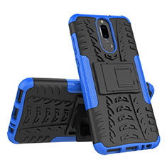 Silicone Matte Finish and Plastic Back Cover Case with Stand A02 for Huawei Mate 10 Lite Blue