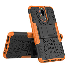 Silicone Matte Finish and Plastic Back Cover Case with Stand A02 for Huawei Mate 10 Lite Orange
