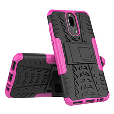 Silicone Matte Finish and Plastic Back Cover Case with Stand A02 for Huawei Nova 2i Hot Pink