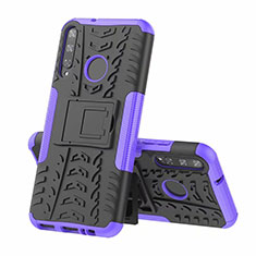 Silicone Matte Finish and Plastic Back Cover Case with Stand A02 for Huawei P40 Lite E Purple