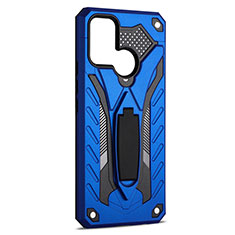 Silicone Matte Finish and Plastic Back Cover Case with Stand A02 for Realme C17 Blue