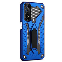 Silicone Matte Finish and Plastic Back Cover Case with Stand A02 for Realme Narzo 20 Pro Blue