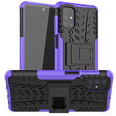 Silicone Matte Finish and Plastic Back Cover Case with Stand A02 for Samsung Galaxy M51 Purple