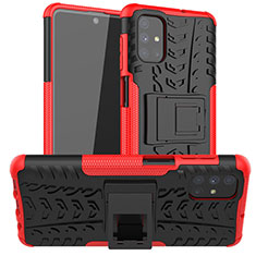 Silicone Matte Finish and Plastic Back Cover Case with Stand A02 for Samsung Galaxy M51 Red