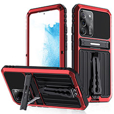 Silicone Matte Finish and Plastic Back Cover Case with Stand A02 for Samsung Galaxy S21 5G Red