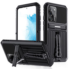 Silicone Matte Finish and Plastic Back Cover Case with Stand A02 for Samsung Galaxy S21 FE 5G Black