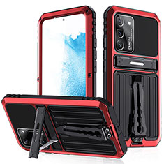 Silicone Matte Finish and Plastic Back Cover Case with Stand A02 for Samsung Galaxy S23 Plus 5G Red