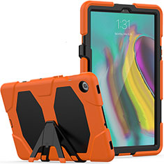 Silicone Matte Finish and Plastic Back Cover Case with Stand A02 for Samsung Galaxy Tab S5e 4G 10.5 SM-T725 Orange