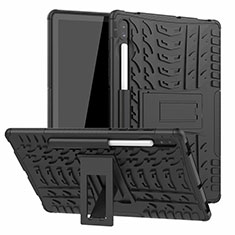 Silicone Matte Finish and Plastic Back Cover Case with Stand A02 for Samsung Galaxy Tab S6 10.5 SM-T860 Black