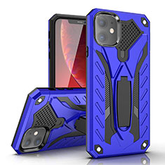 Silicone Matte Finish and Plastic Back Cover Case with Stand A03 for Apple iPhone 11 Blue