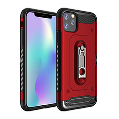 Silicone Matte Finish and Plastic Back Cover Case with Stand A03 for Apple iPhone 11 Pro Red