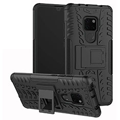 Silicone Matte Finish and Plastic Back Cover Case with Stand A03 for Huawei Mate 20 Black