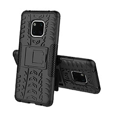 Silicone Matte Finish and Plastic Back Cover Case with Stand A03 for Huawei Mate 20 Pro Black