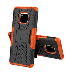 Silicone Matte Finish and Plastic Back Cover Case with Stand A03 for Huawei Mate 20 Pro Orange