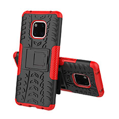 Silicone Matte Finish and Plastic Back Cover Case with Stand A03 for Huawei Mate 20 Pro Red
