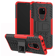 Silicone Matte Finish and Plastic Back Cover Case with Stand A03 for Huawei Mate 20 Red