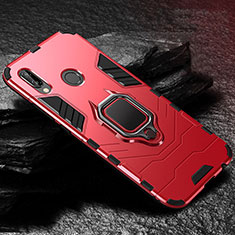 Silicone Matte Finish and Plastic Back Cover Case with Stand A03 for Huawei Nova 3e Red