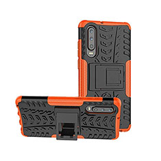 Silicone Matte Finish and Plastic Back Cover Case with Stand A03 for Huawei P30 Orange