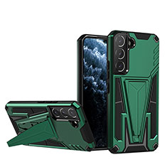 Silicone Matte Finish and Plastic Back Cover Case with Stand A03 for Samsung Galaxy S23 Plus 5G Green