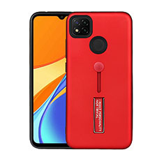 Silicone Matte Finish and Plastic Back Cover Case with Stand A03 for Xiaomi Redmi 9C NFC Red